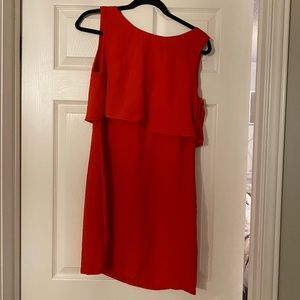 Red dress with layered top side zipper